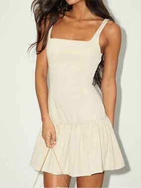 Lulu's Cream Lace-Up Backless Dress